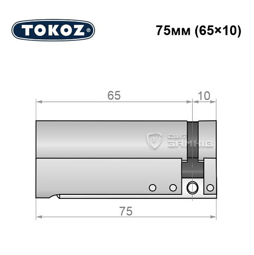 Циліндр половинка TOKOZ Pro300 75 (65*10) нікель матовий - Фото №5
