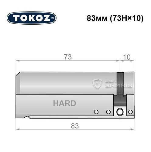 Циліндр половинка TOKOZ Pro400 83 (73H*10) (H - гартована сторона) нікель матовий - Фото №5
