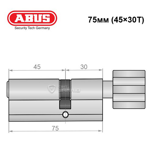 Цилиндр ABUS S60P 75T (45*30T) никель - Фото №7