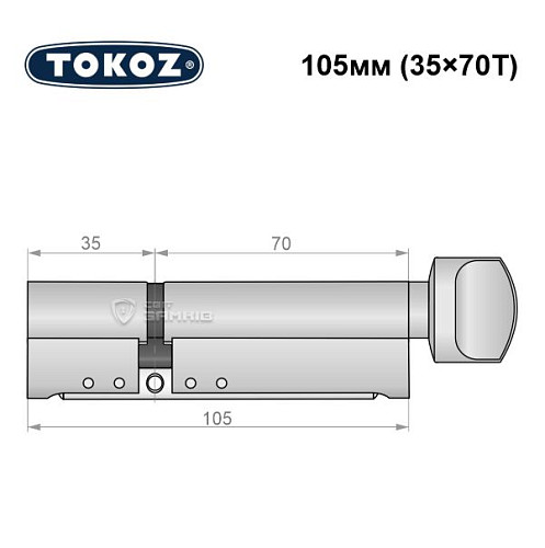 Циліндр TOKOZ Pro300 105T (35*70T) нікель матовий - Фото №6