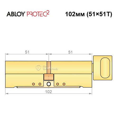 Цилиндр ABLOY Protec2 102T (51*51Т) латунь полированная - Фото №8