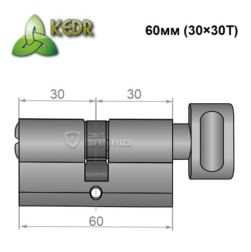 Цилиндр KEDR Brass 60T (30*30T) ZCN никель - Фото №8