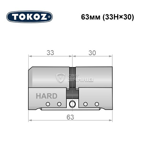 Циліндр половинка TOKOZ Pro400 63 (53H*10) (H - гартована сторона) нікель матовий - Фото №5