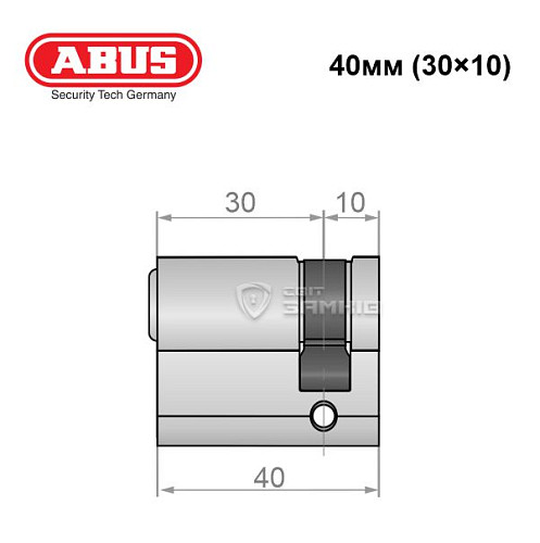 Цилиндр половинка ABUS S60P 40 (30*10) никель - Фото №5