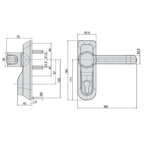 Ручка на планці для накладної антипаніки CISA 07078.68 з циліндром C2000 чорна - Фото №10