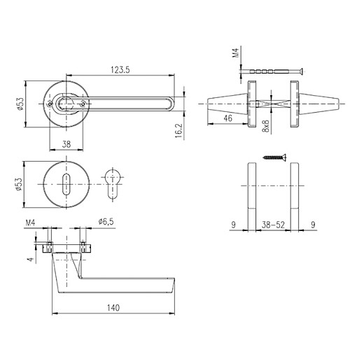 Ручки на розетте ROSTEX Mesina H53 черный - Фото №7