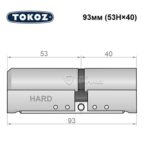 Циліндр TOKOZ Pro400 93 (53H*40) (H - гартована сторона) нікель матовий - Фото №5