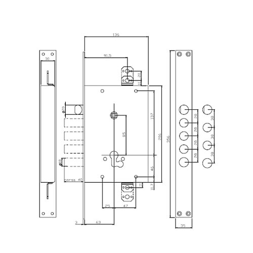 Механізм замка ISEO 678GF (BS66*85мм) - Фото №2