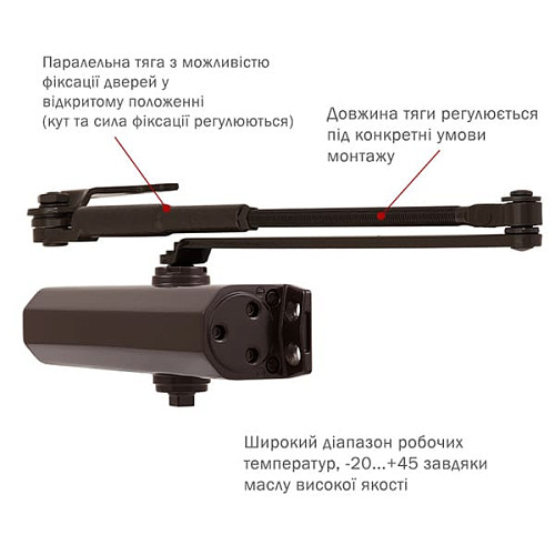 Дотягувач RYOBI DS-2055P BC PRL HO з фіксацією до 80кг Коричневий - Фото №5