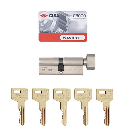 Цилиндр CISA C3000 70T (30*40T) никель матовый 5 ключей - Фото №10
