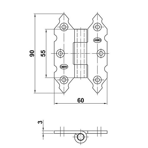 Петля AMIG мод.9010 90x60x3 мм черный - Фото №3