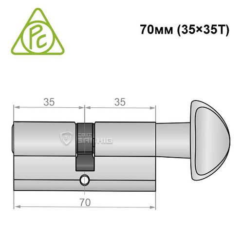 Цилиндр CORTELLEZZI PRIMO 117F 70T (35*35T) матовый никель - Фото №6
