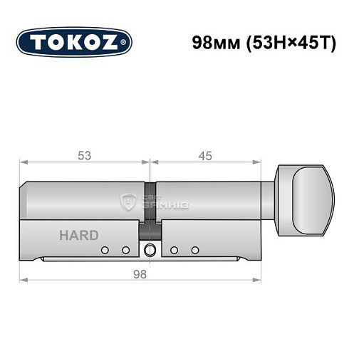 Циліндр TOKOZ Pro400 98T (53H*45T) (H - гартована сторона) нікель матовий - Фото №5