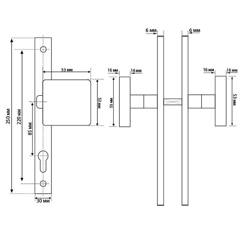 Ручки на планці ABARO Monaco FF фіксована-фіксована чорний - Фото №5
