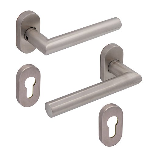 Ручки на розеті CISA PL Angle овальна розета 07070.82 нержавіюча сталь - Фото №1