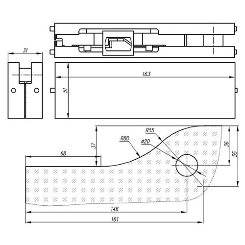 Петля GLASS-M-TECH EK-10 для доводчика барной двери черный - Фото №3