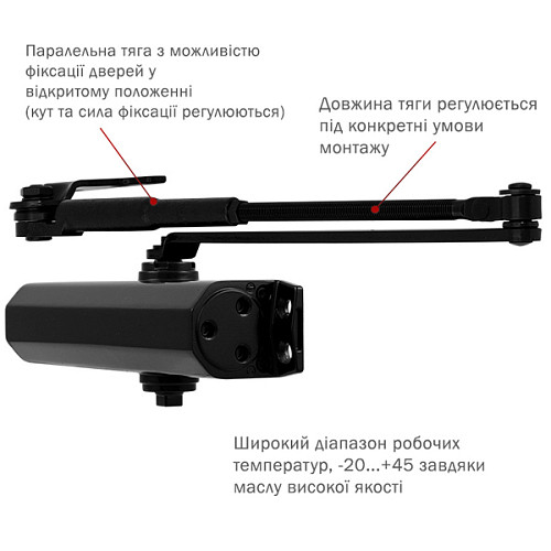 Дотягувач RYOBI DS-2055P BC PRL HO з фіксацією до 80 кг Чорний - Фото №5