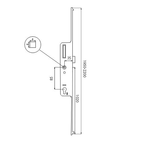 Механізм замка VORNE заскочка 35*85 мм рейка 1950-2200 мм без ригеля - Фото №5