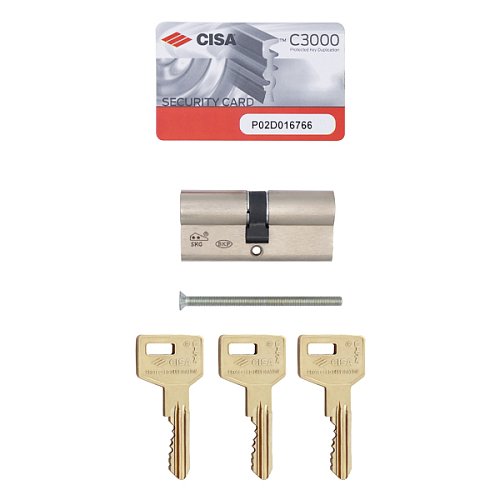 Цилиндр CISA C3000 70 (35*35) никель матовый 3 ключа - Фото №8