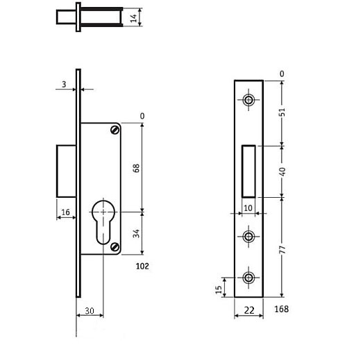 Механізм замка SANTOS 721 (BS30мм, 22мм) матовий хром - Фото №7