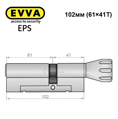 Цилиндр EVVA EPS 102T (61*41T) никель сатин - Фото №5