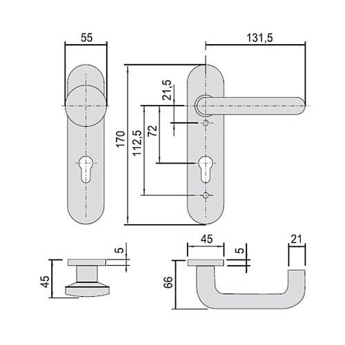 Ручки протипожежні на планці CISA 07070.24 фіксована-натискна 72 мм чорний - Фото №8