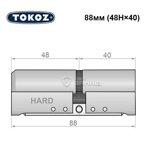 Циліндр TOKOZ Pro400 88 (48H*40) (H - гартована сторона) нікель матовий - Фото №5