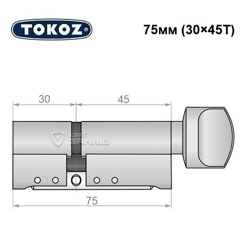 Цилиндр TOKOZ Pro300 75T (30*45T) никель матовый - Фото №5