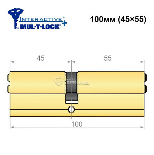 Циліндр MUL-T-LOCK MTL600/Interactive+ 100 (45*55) латунь - Фото №5