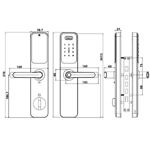 Комплект розумного замка SEVEN LOCK SL-7765BFF Face-id накладний чорний - Фото №5