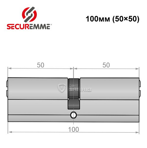 Циліндр SECUREMME K2 100 (50*50) матовий хром - Фото №5