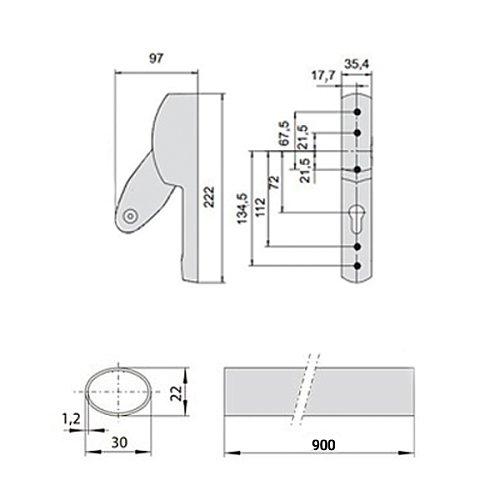 Антипаніка врізна CISA Fast Push 59617.00 72 мм зі штангою 900 мм червона - Фото №15