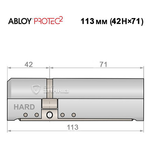 Цилиндр ABLOY Protec2 113 (42H*71) (H - закаленная сторона) хром полированный - Фото №4