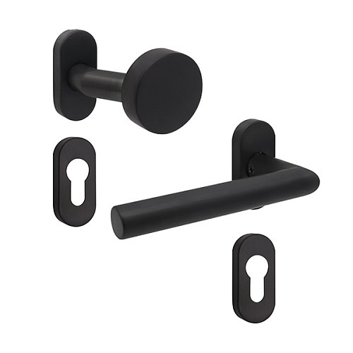 Ручки на розеті ABARO Lido FM фіксована-натискна чорний - Фото №1