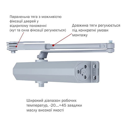 Доводчик RYOBI DS-3550P BC/DA PRL с фиксацией до 100кг Серый - Фото №5