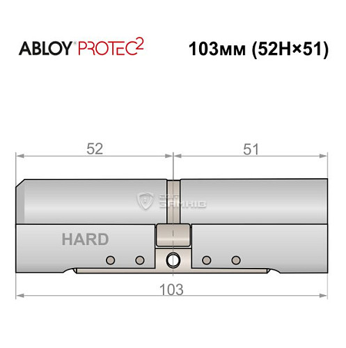 Циліндр ABLOY Protec2 103 (52H*51) (H - гартована сторона)  хром полірований - Фото №4