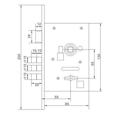 Комплект замка BRUNO 7055 (BS55*55мм) AB античная бронза - Фото №2