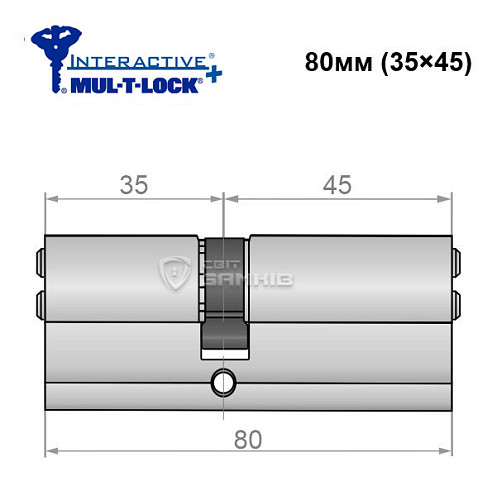 Циліндр MUL-T-LOCK MTL600/Interactive+ MOD 80 (35*45) (модульний) нікель_сатин - Фото №5