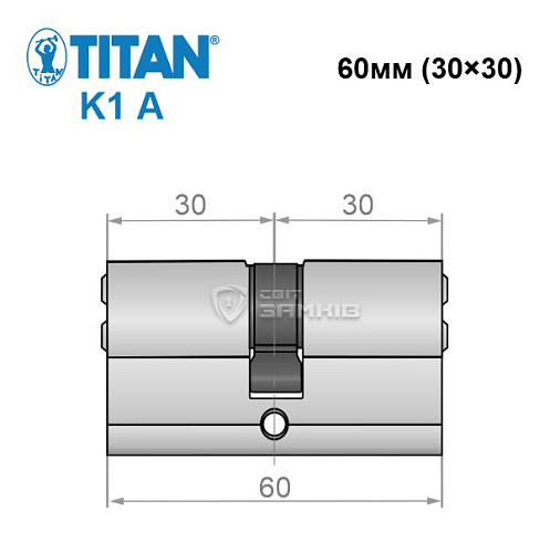 Циліндр TITAN K1 A 60 (30*30) нікель сатин - Фото №4