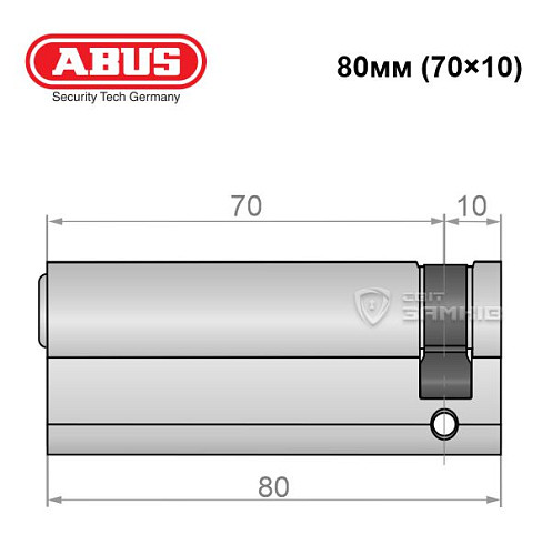 Цилиндр половинка ABUS S60P 80 (70*10) никель - Фото №5