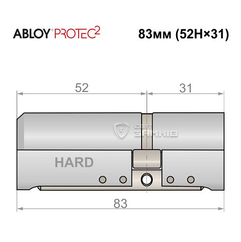 Цилиндр ABLOY Protec2 83 (52H*31) (H - закаленная сторона) хром полированный - Фото №4