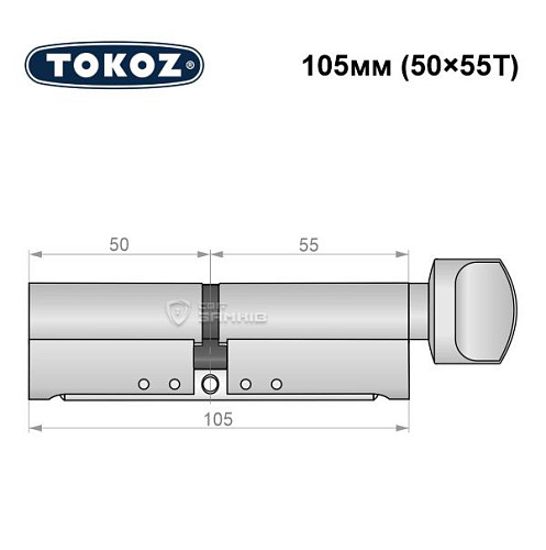 Циліндр TOKOZ Pro300 105T (50*55T) нікель матовий - Фото №6