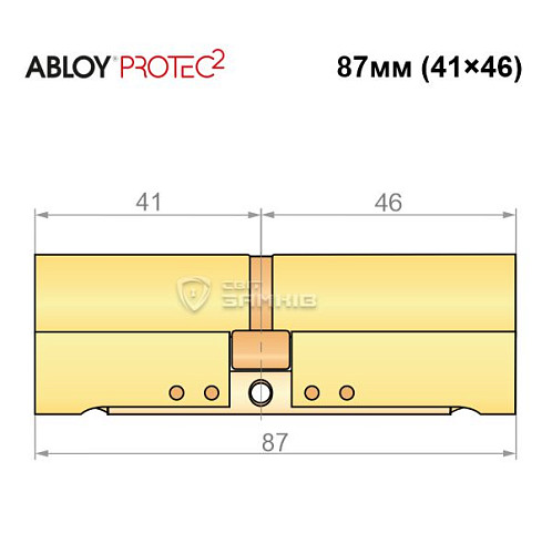 Циліндр ABLOY Protec2 87 (41*46) латунь полірована - Фото №8