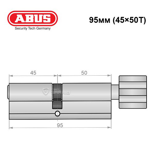 Циліндр ABUS Vitess 1000 95T (45*50T) нікель сатин - Фото №7