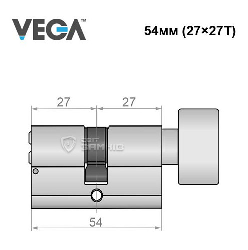 Циліндр VEGA VP-7 54T (27*27T) нікель сатин - Фото №5