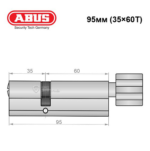 Циліндр ABUS X12R 95T (35*60T) нікель сатин - Фото №6