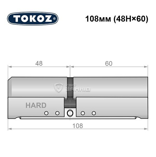 Циліндр TOKOZ Pro400 108 (48H*60) (H - гартована сторона) нікель матовий - Фото №5