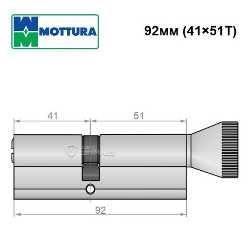 Цилиндр MOTTURA Project DPC1F 92T (41*51T) никель матовый - Фото №5