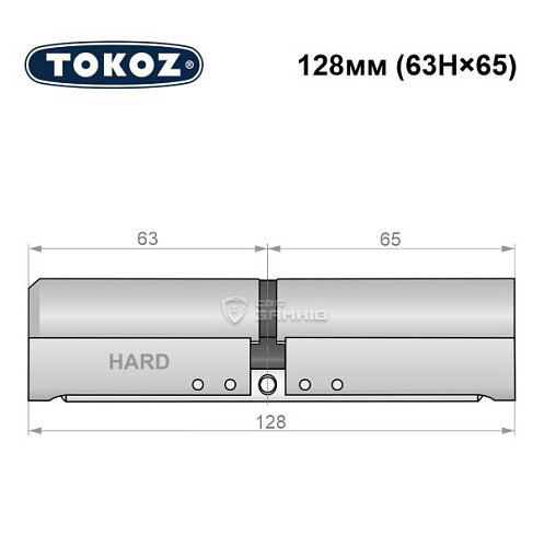 Циліндр TOKOZ Pro400 128 (63H*65) (H - гартована сторона) нікель матовий - Фото №5