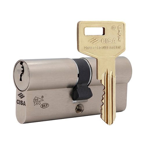 Цилиндр CISA C3000 60 (30*30) никель матовый 5 ключей - Фото №1
